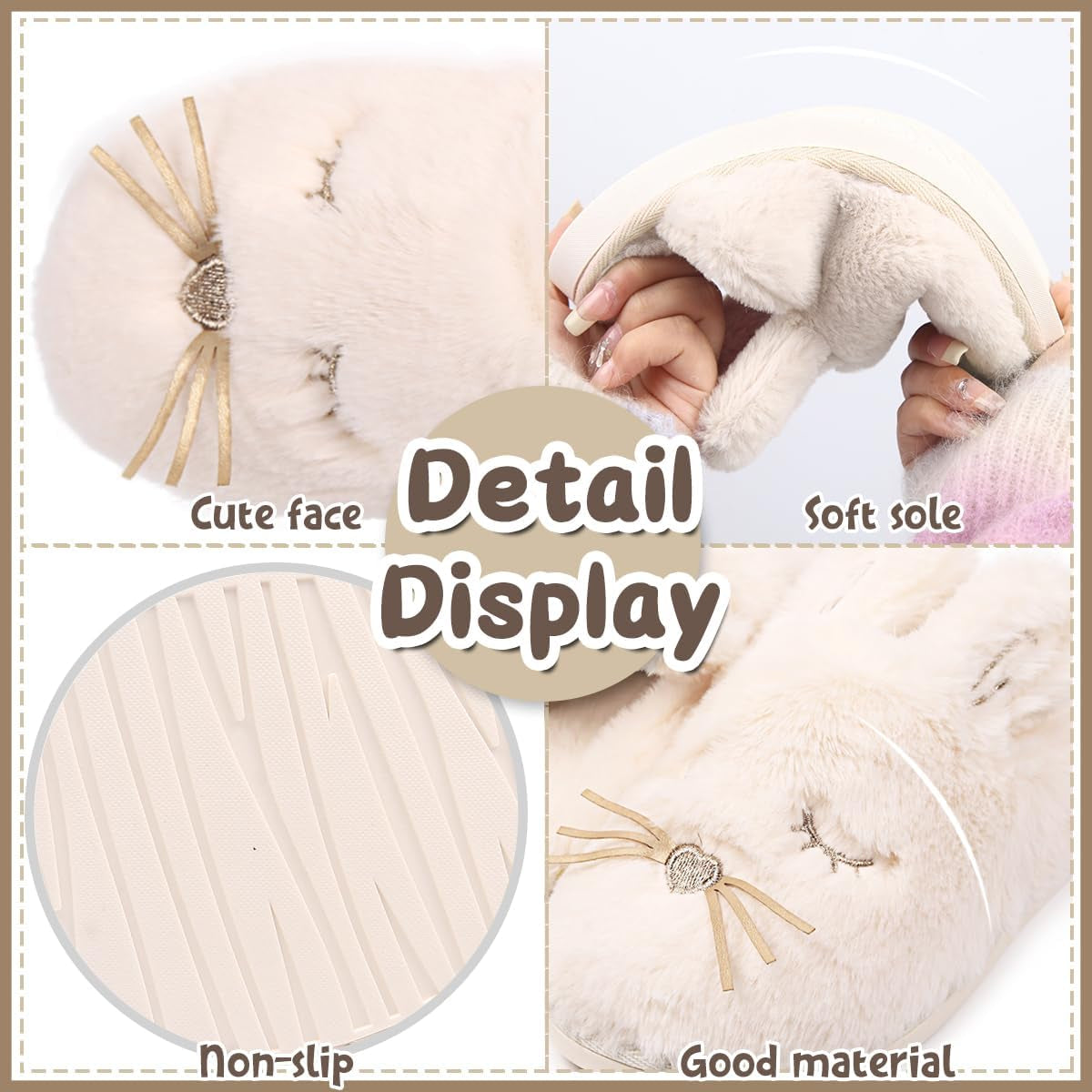 Bunny Slippers for Women Fuzzy Cute Animal Memory Foam House Rabbit Slippers Indoor Outdoor